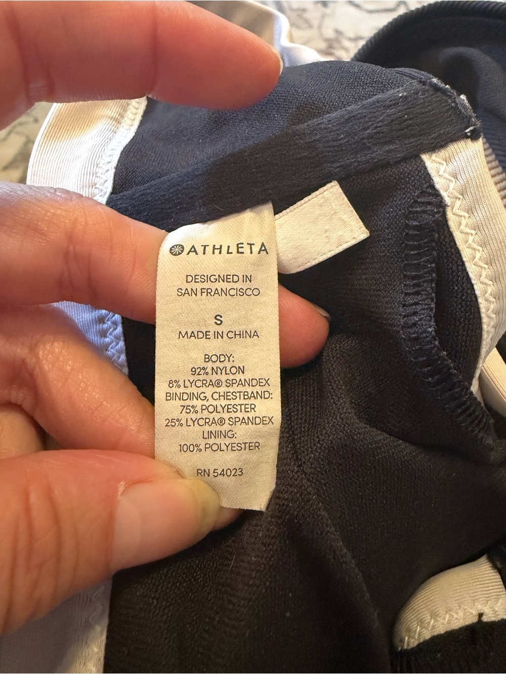 ATHLETA Cloudbreak Rib Strappy High Neck Bikini Top Black White Trim - Picture 6 of 6
